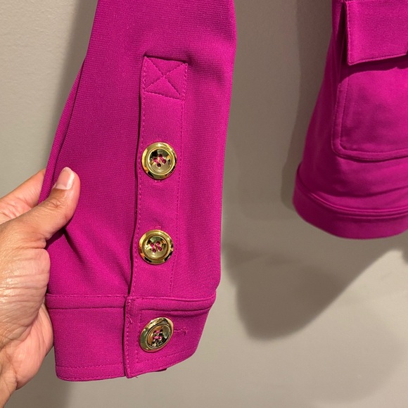 Boston Proper Fuchsia Jacket with Gold Zippers - Picture 3 of 7